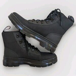 Dr Doc Martens Laced Ankle Boots Mens 7 Womens 8.5 Black Canvas AirWair JY004